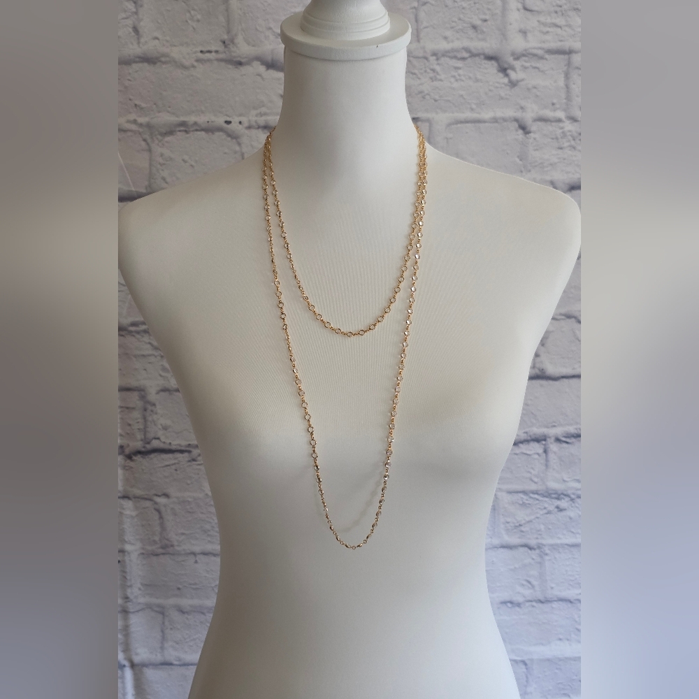 Touchstone Crystal Extra Long Chanelle Gold Necklace - Picture 3 of 8